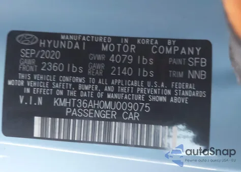 2021 Hyundai Veloster N from USA, damaged, VIN KMHT36AH0MU009075